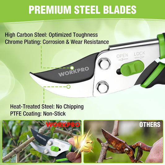 8.5" Bypass Pruning Shears, Garden Shears with Non-Slip Grip Handle