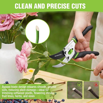 8.5" Bypass Pruning Shears, Garden Shears with Non-Slip Grip Handle