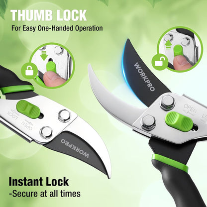 8.5" Bypass Pruning Shears, Garden Shears with Non-Slip Grip Handle