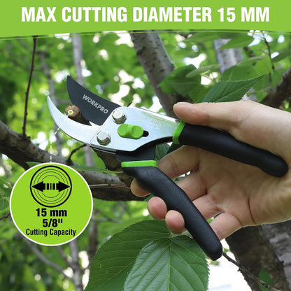 8.5" Bypass Pruning Shears, Garden Shears with Non-Slip Grip Handle