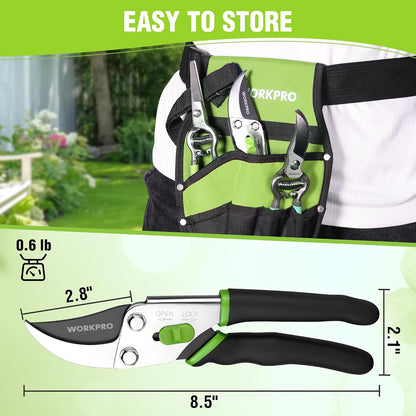 8.5" Bypass Pruning Shears, Garden Shears with Non-Slip Grip Handle