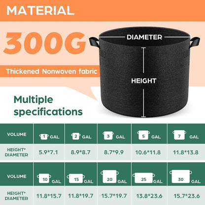 10-Pack 7 Gallon Grow Bags