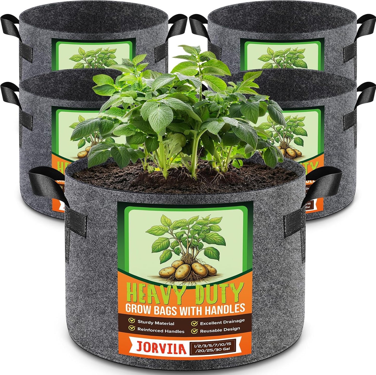 10-Pack 7 Gallon Grow Bags