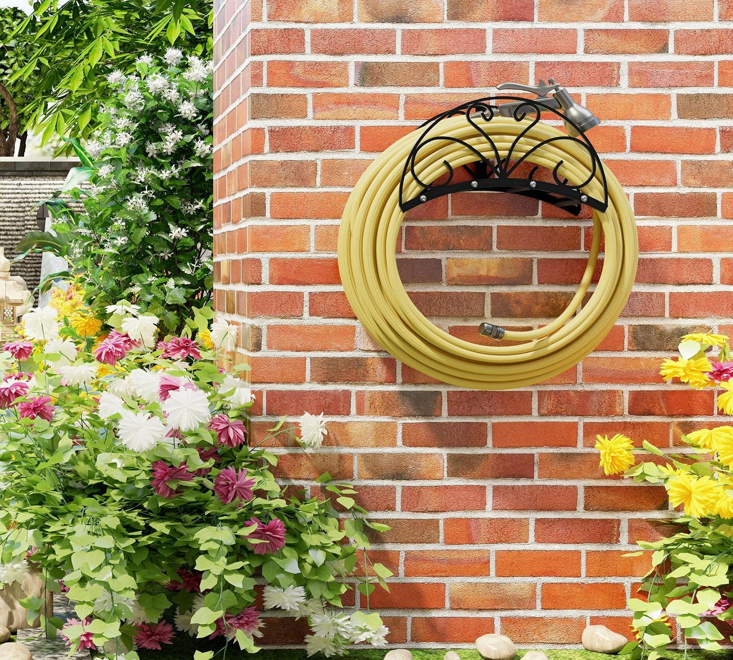 Wall Mount Metal Garden Hose Holder Outdoor Iron Storage Hanger