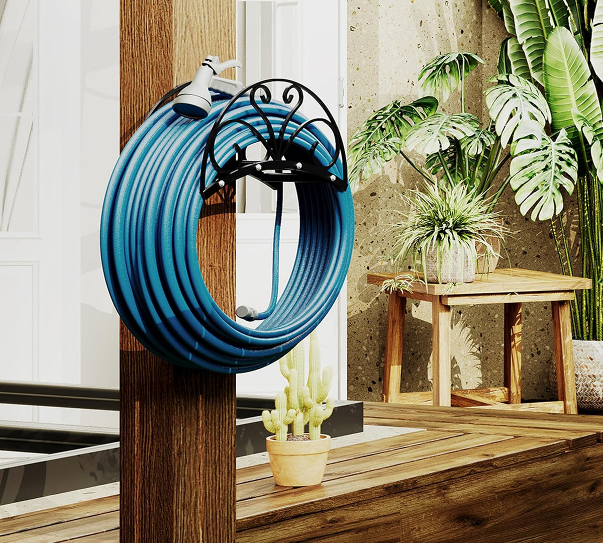 Wall Mount Metal Garden Hose Holder Outdoor Iron Storage Hanger