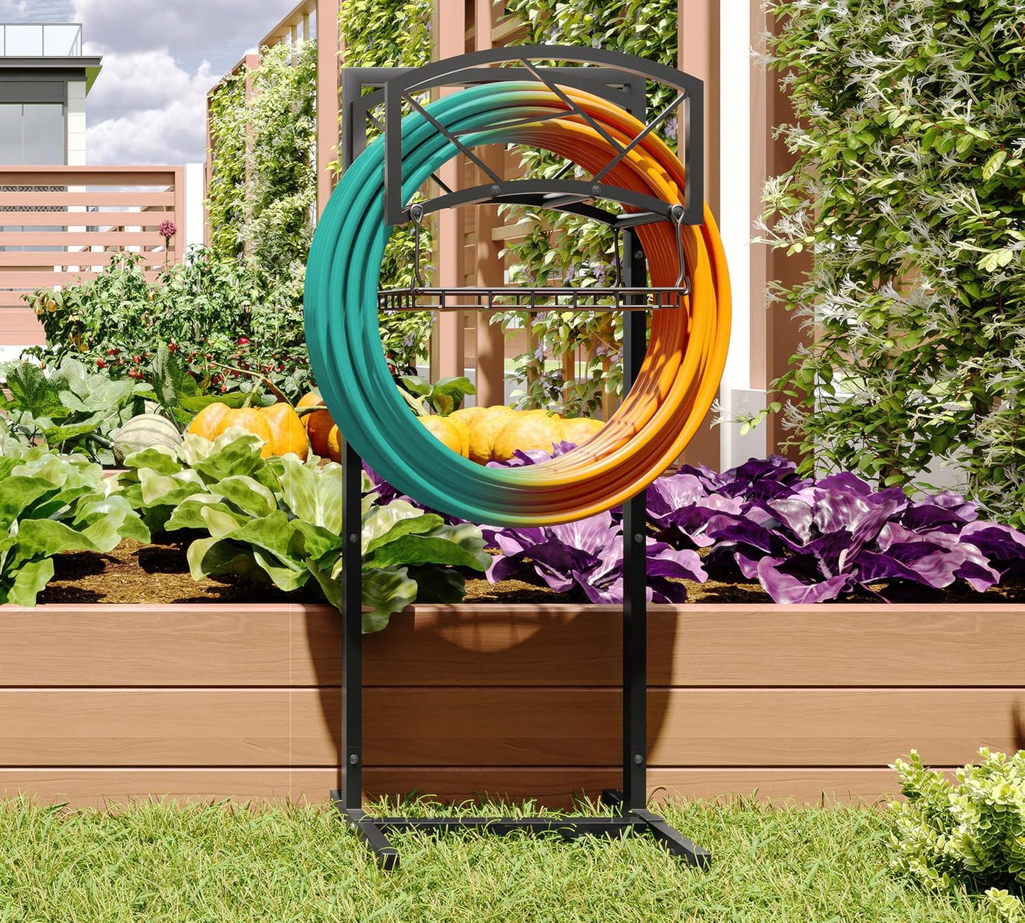 Wall Mount Metal Garden Hose Holder Outdoor Iron Storage Hanger