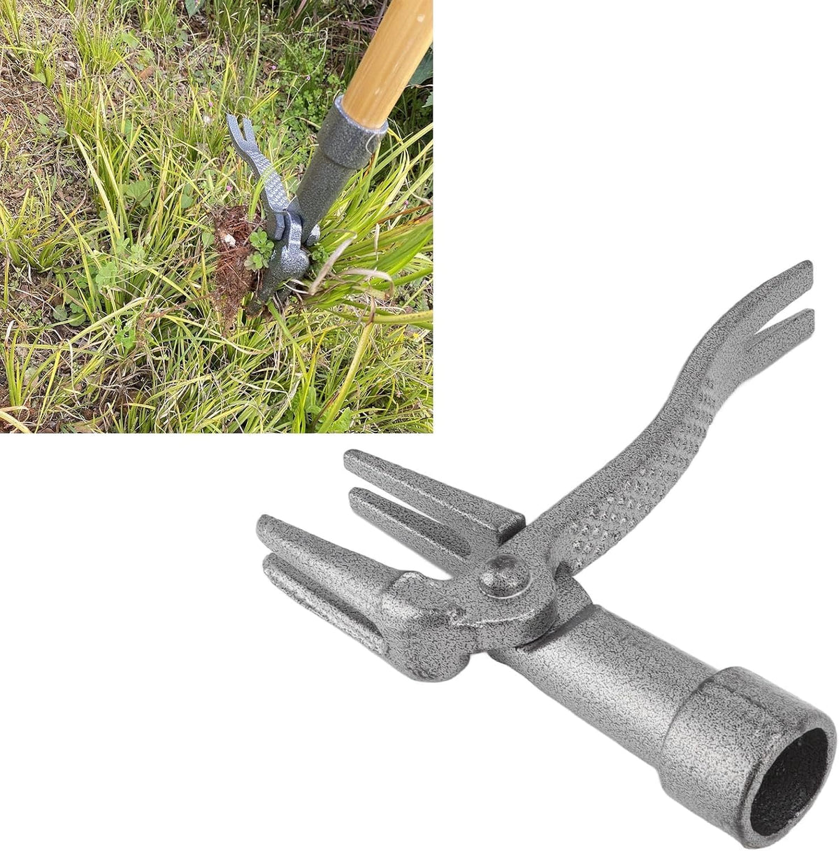 Weed Puller Tool Iron Stand Up Weed Puller Long Handle Removable Steel Tube Gardening Lawn Yard Remove Root Tool