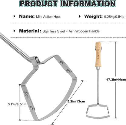 Hula Weeding Hoe, 17.3'' Stainless Steel Stirrup Hoe Wood Grip