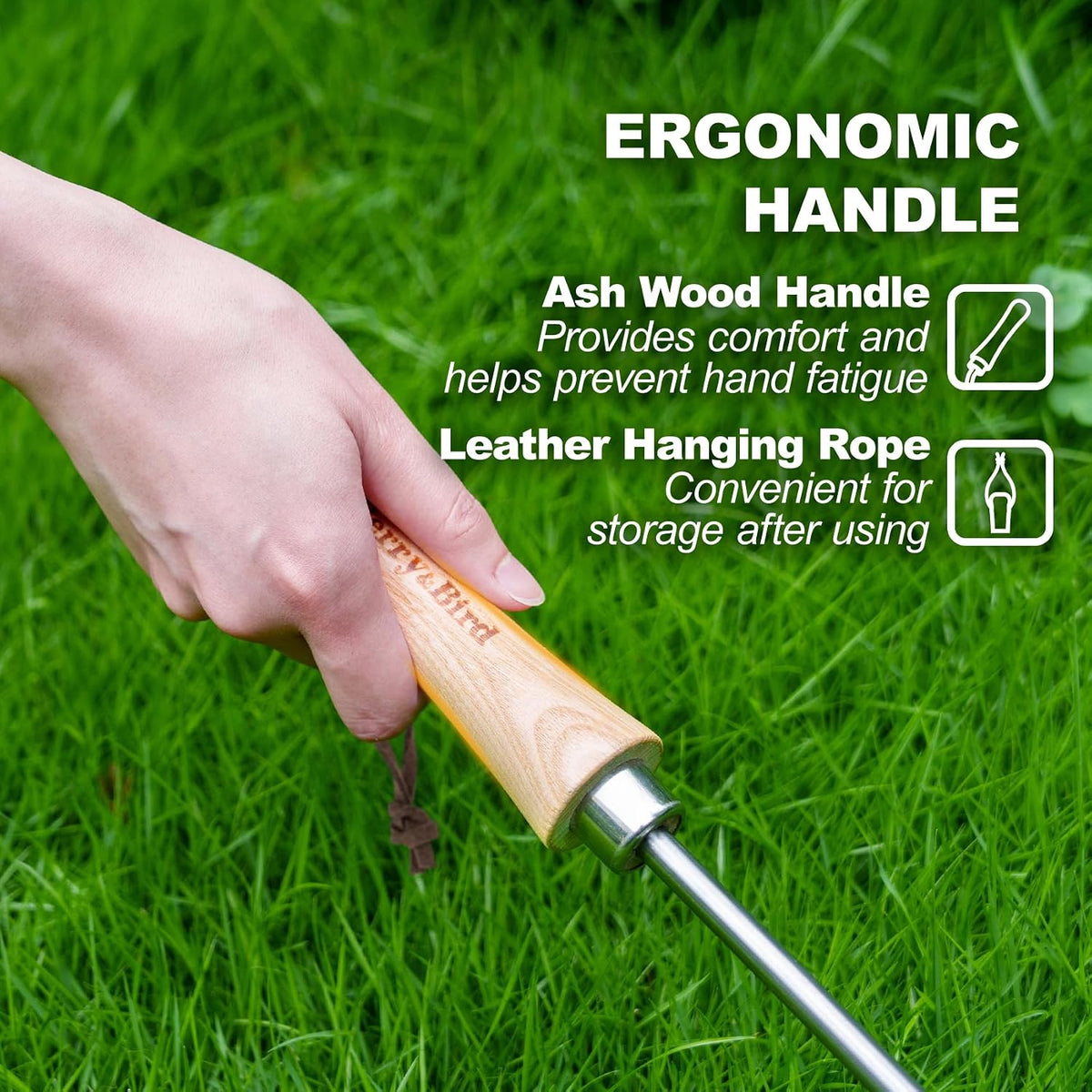 Hula Weeding Hoe, 17.3'' Stainless Steel Stirrup Hoe Wood Grip