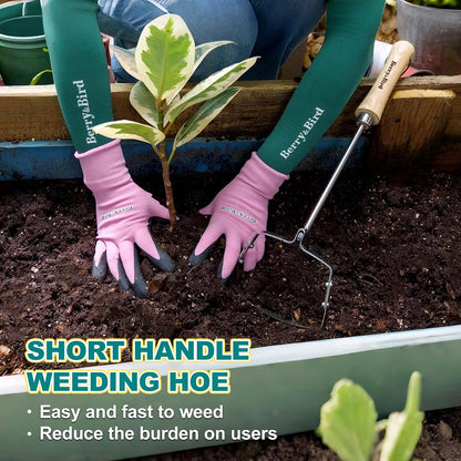 Hula Weeding Hoe, 17.3'' Stainless Steel Stirrup Hoe Wood Grip
