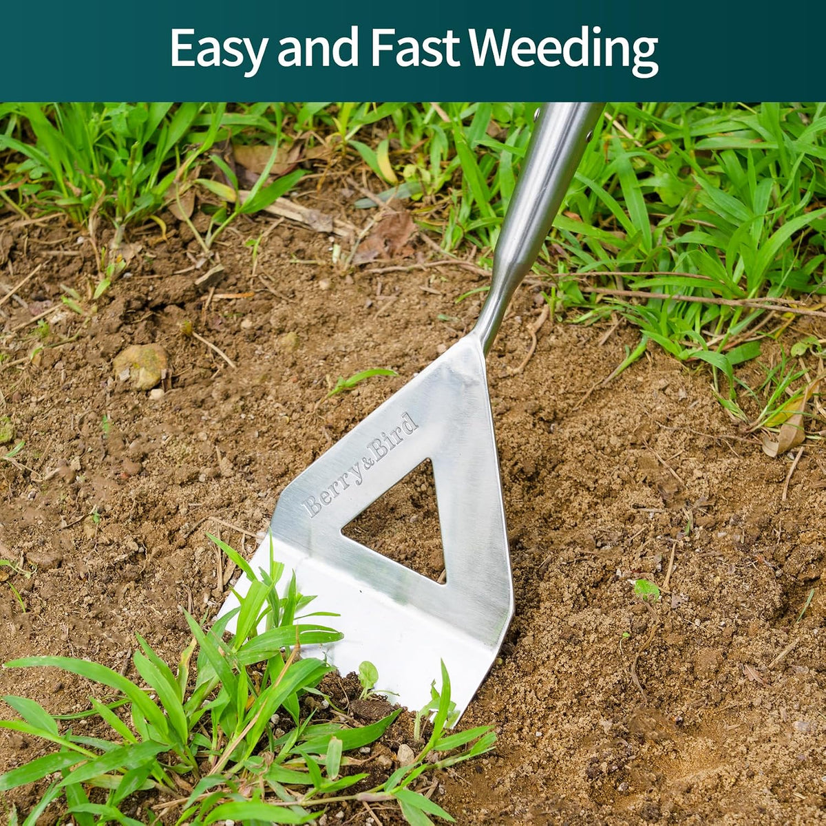Hula Weeding Hoe, 17.3'' Stainless Steel Stirrup Hoe Wood Grip