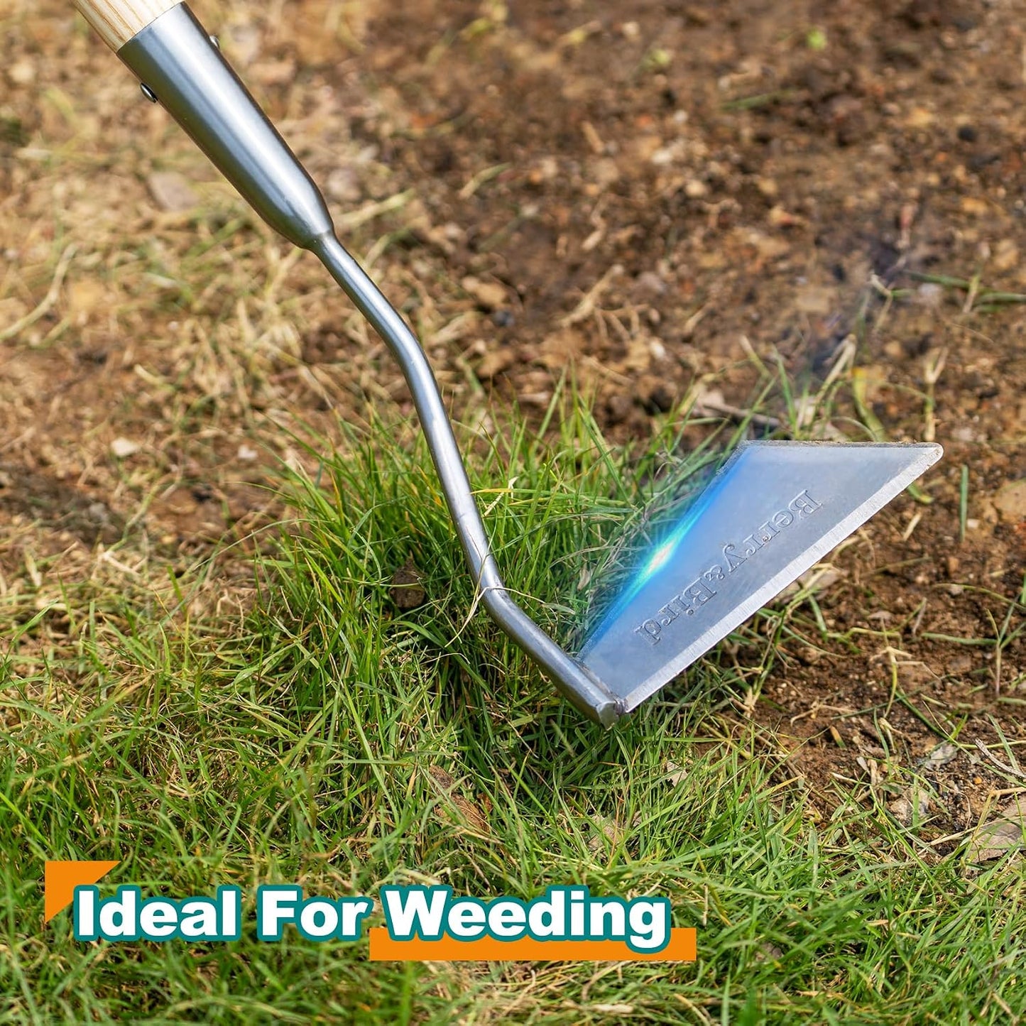 Hula Weeding Hoe, 17.3'' Stainless Steel Stirrup Hoe Wood Grip
