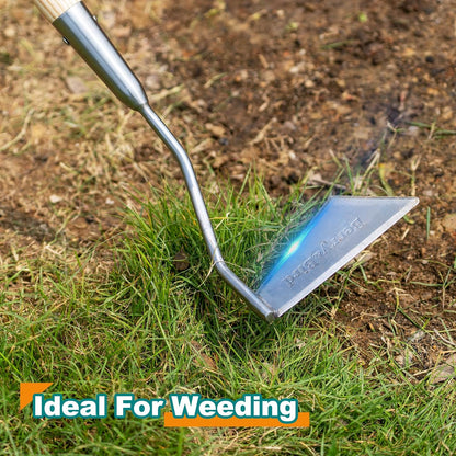 Hula Weeding Hoe, 17.3'' Stainless Steel Stirrup Hoe Wood Grip