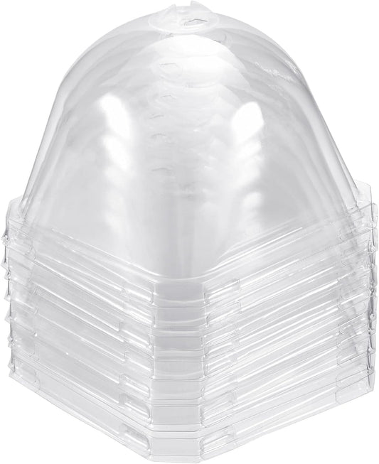 3.9" Plant Humidity Dome, 10Pcs Square Plastic Garden Cloche Dome Plant Cover Reusable for Outdoor Frost Freeze Protection Mini Greenhouse, Clear 10cm x 10cm
