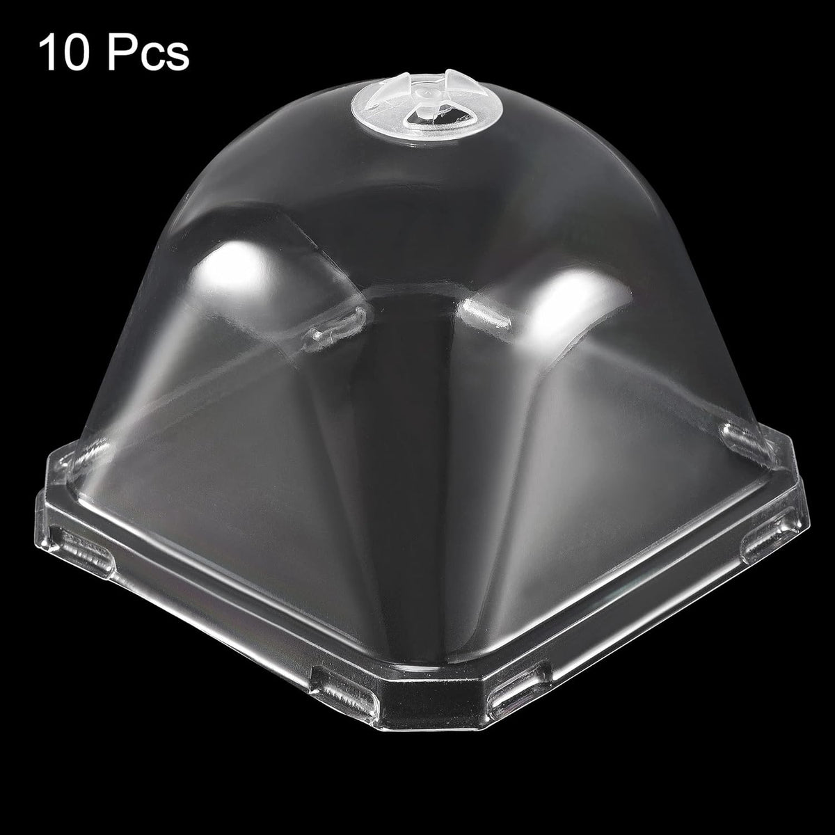 3.9" Plant Humidity Dome, 10Pcs Square Plastic Garden Cloche Dome Plant Cover Reusable for Outdoor Frost Freeze Protection Mini Greenhouse, Clear 10cm x 10cm