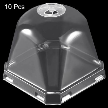 3.9" Plant Humidity Dome, 10Pcs Square Plastic Garden Cloche Dome Plant Cover Reusable for Outdoor Frost Freeze Protection Mini Greenhouse, Clear 10cm x 10cm