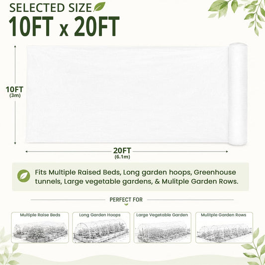 10Ft x 20Ft Garden Netting, Fine Mesh Insect Netting for Plant Protection