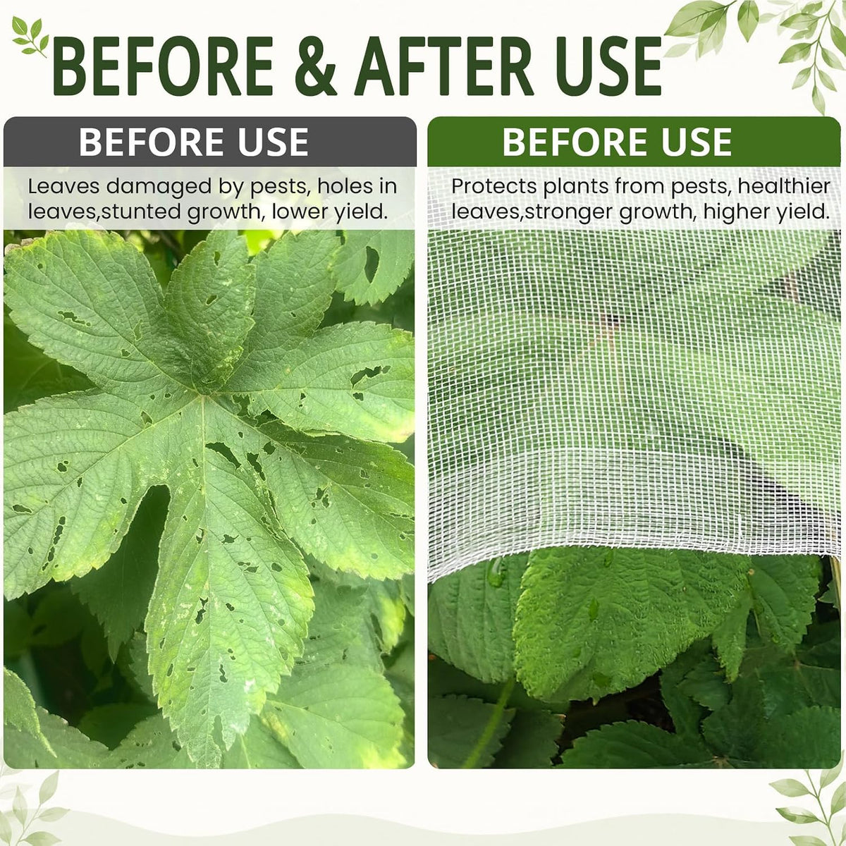 10Ft x 20Ft Garden Netting, Fine Mesh Insect Netting for Plant Protection