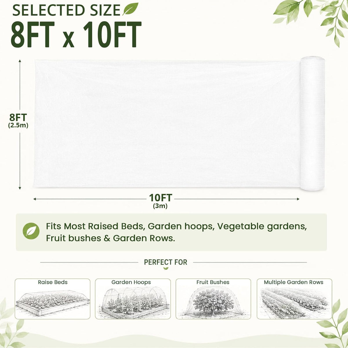 10Ft x 20Ft Garden Netting, Fine Mesh Insect Netting for Plant Protection