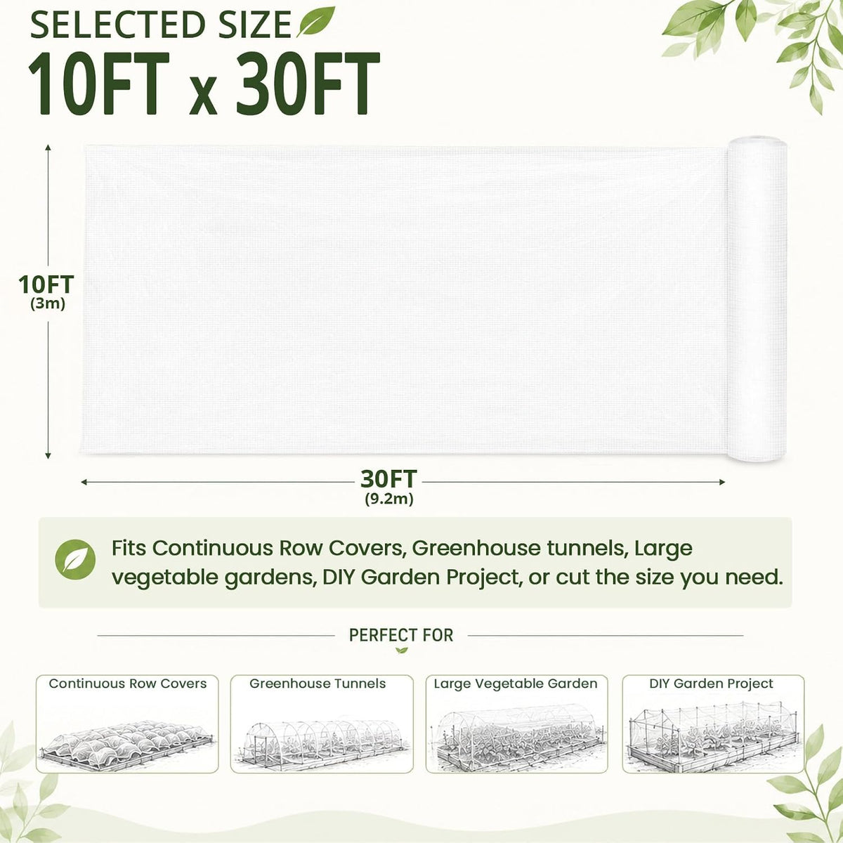 10Ft x 20Ft Garden Netting, Fine Mesh Insect Netting for Plant Protection