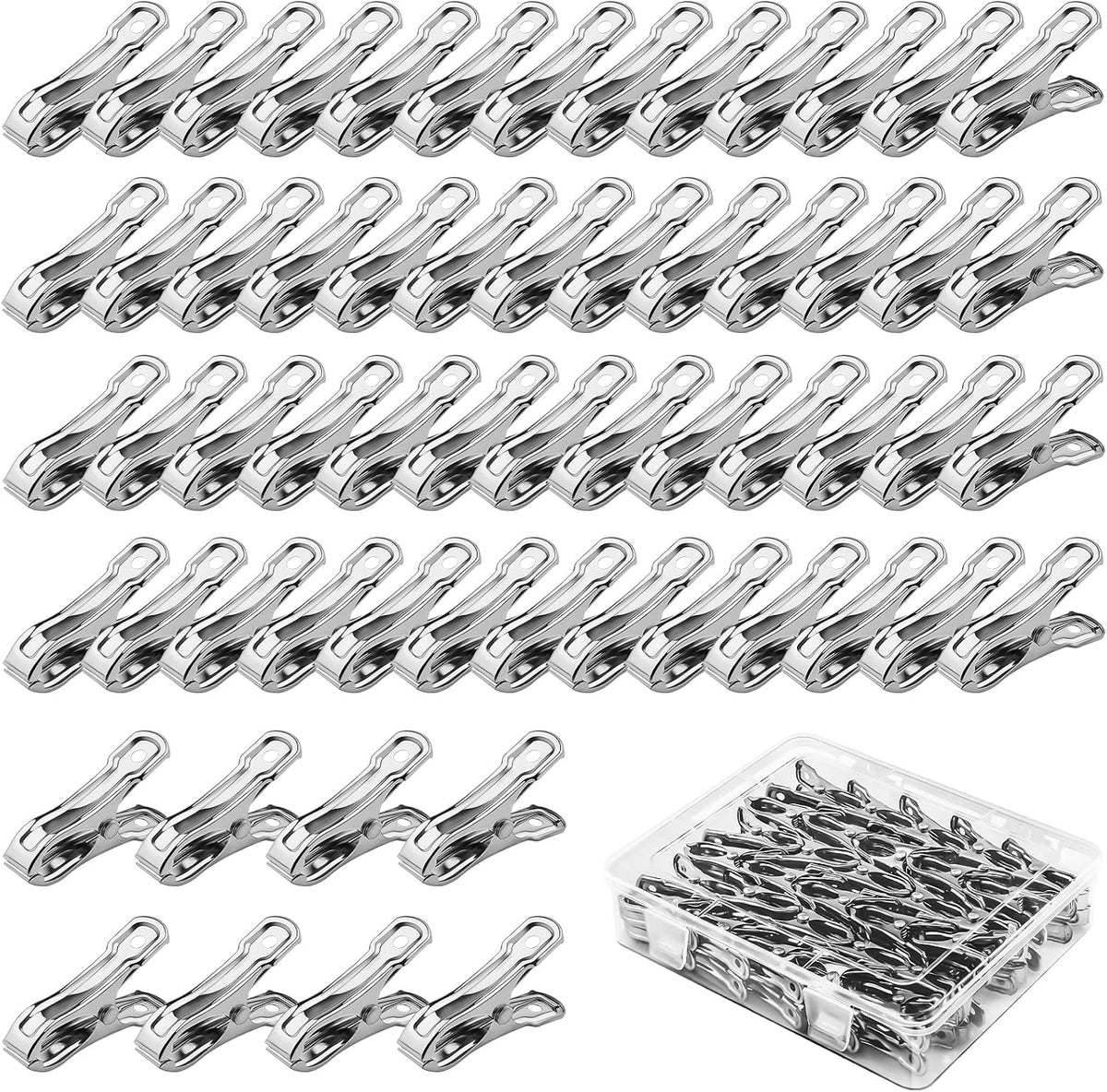 60 Pieces Stainless Steel Garden Clip with Strong Grip Heavy Duty Greenhouse Clips Anti-wind Garden Shed Film Shading Net Rod Clamps for Shade Cloth Plant Cover on Garden Hoops