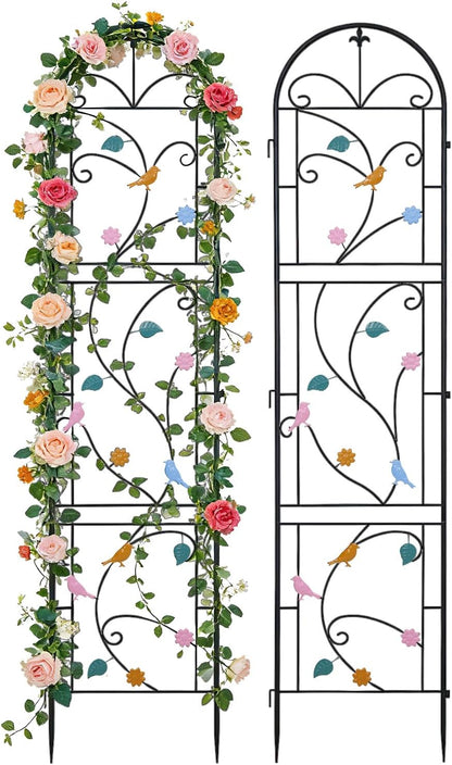 2 Pack 84x19in Garden Trellis Iron Arch for Climbing Plants Outdoor