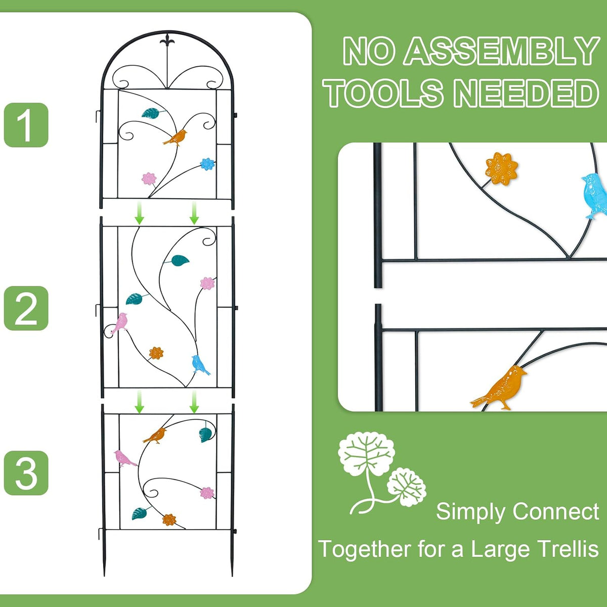 2 Pack 84x19in Garden Trellis Iron Arch for Climbing Plants Outdoor