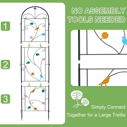 2 Pack 84x19in Garden Trellis Iron Arch for Climbing Plants Outdoor