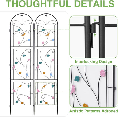 2 Pack 84x19in Garden Trellis Iron Arch for Climbing Plants Outdoor
