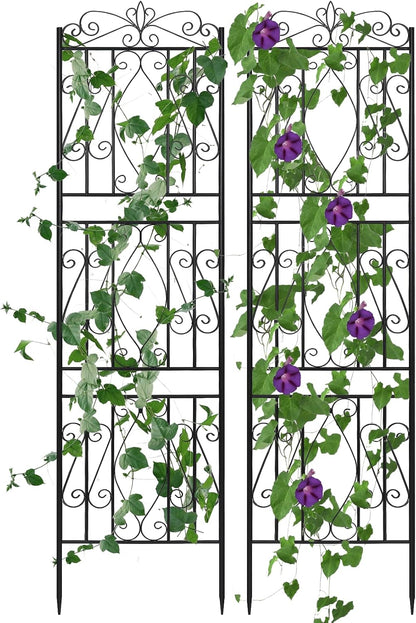 2 Pack 84x19in Garden Trellis Iron Arch for Climbing Plants Outdoor