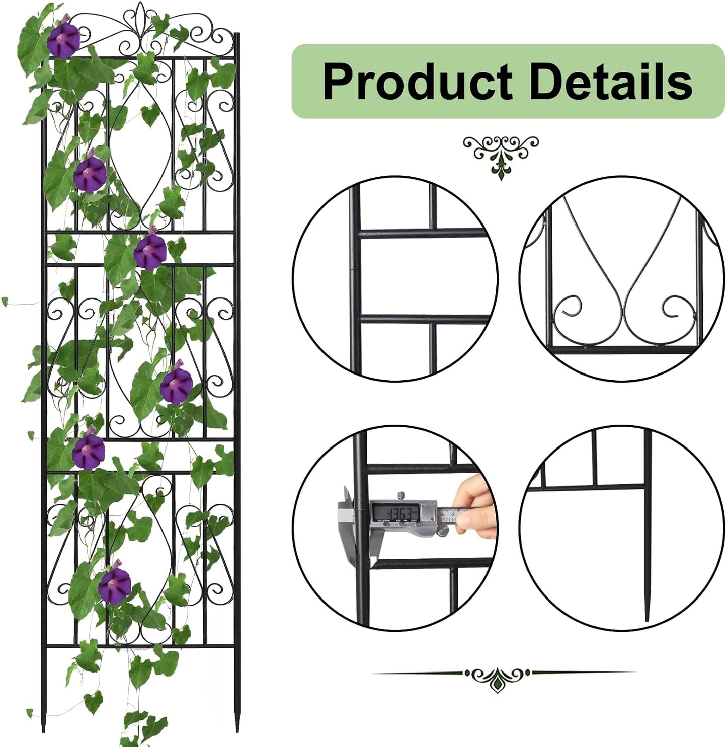 2 Pack 84x19in Garden Trellis Iron Arch for Climbing Plants Outdoor