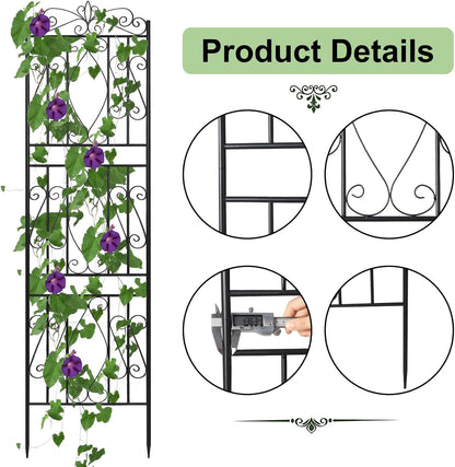 2 Pack 84x19in Garden Trellis Iron Arch for Climbing Plants Outdoor