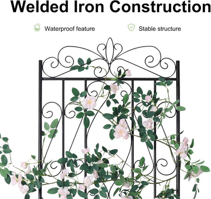 2 Pack 84x19in Garden Trellis Iron Arch for Climbing Plants Outdoor