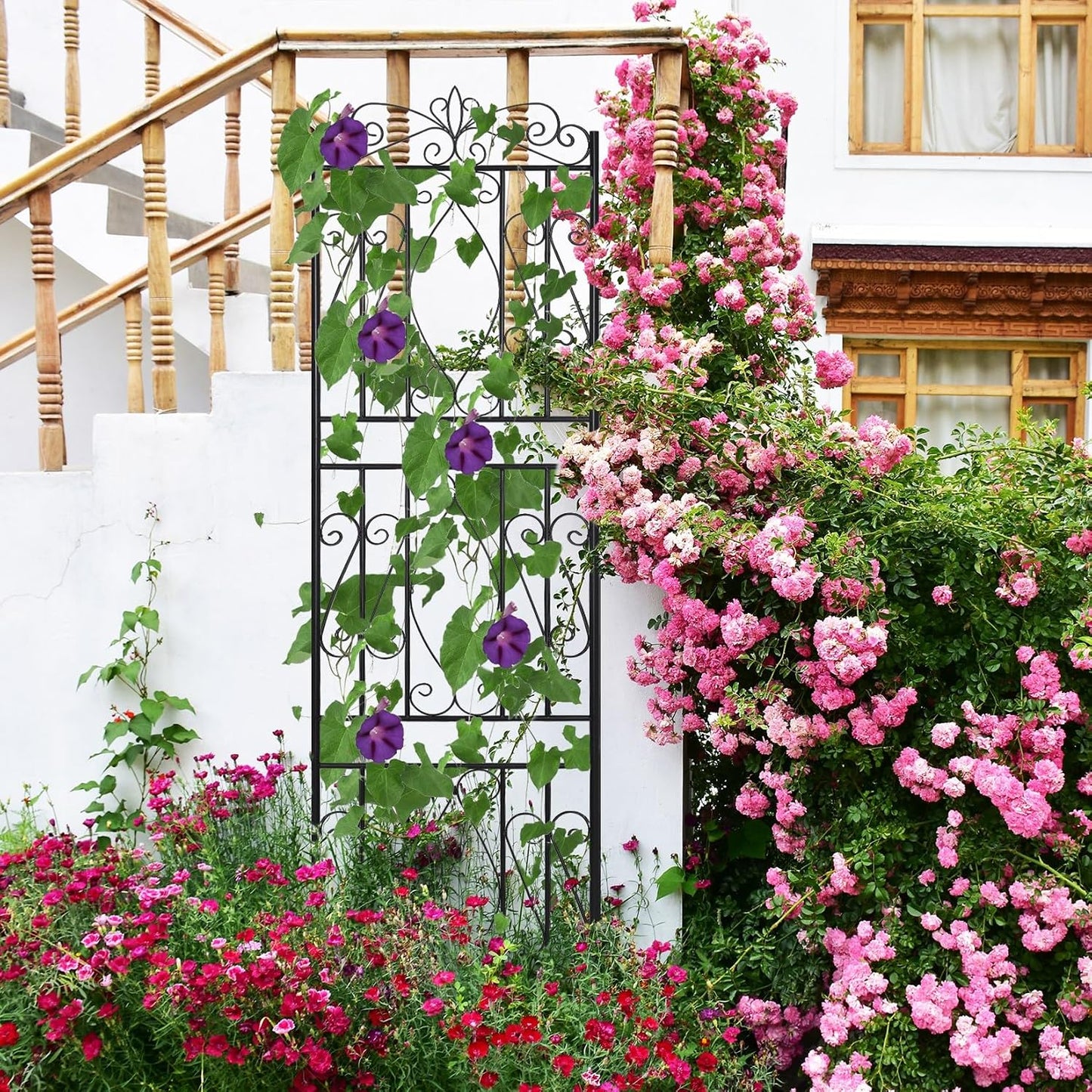 2 Pack 84x19in Garden Trellis Iron Arch for Climbing Plants Outdoor