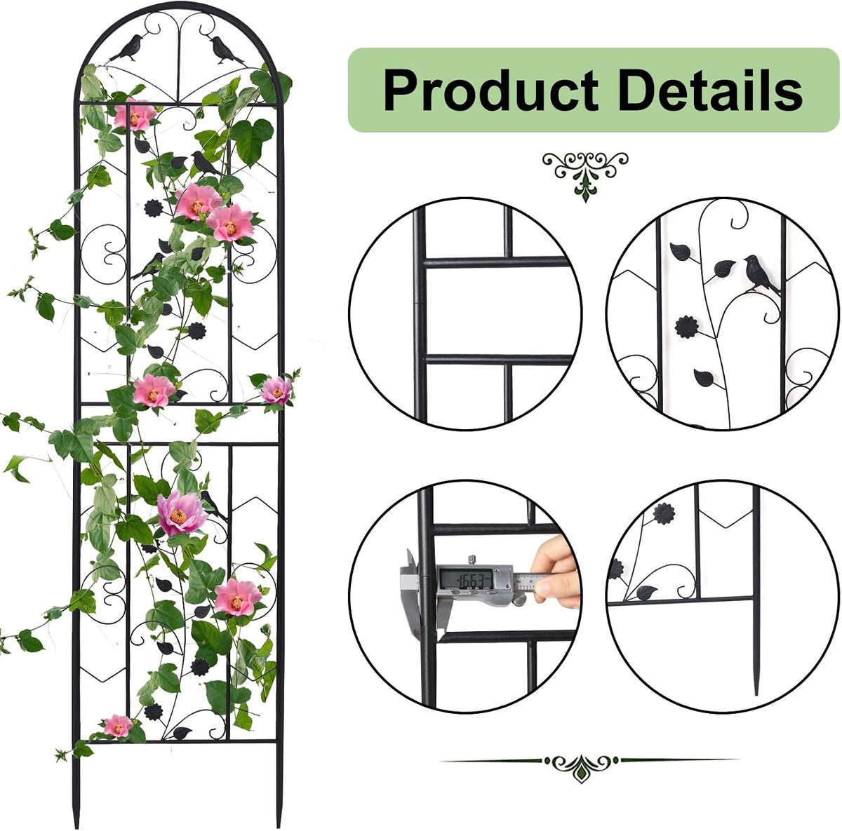 2 Pack 84x19in Garden Trellis Iron Arch for Climbing Plants Outdoor