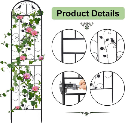 2 Pack 84x19in Garden Trellis Iron Arch for Climbing Plants Outdoor
