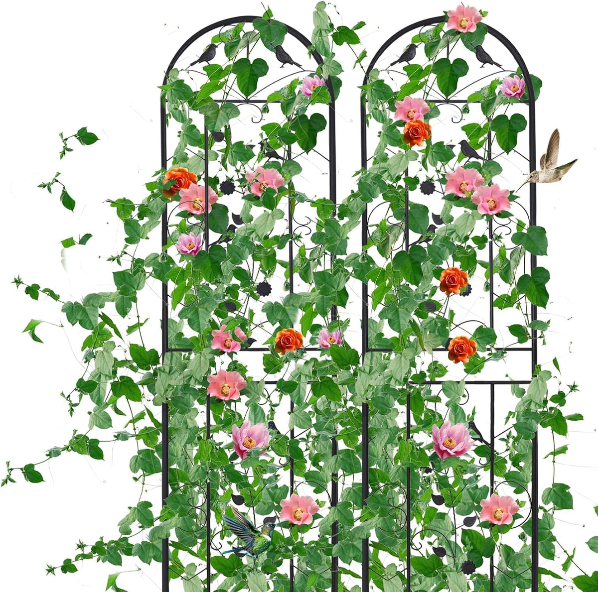 2 Pack 84x19in Garden Trellis Iron Arch for Climbing Plants Outdoor
