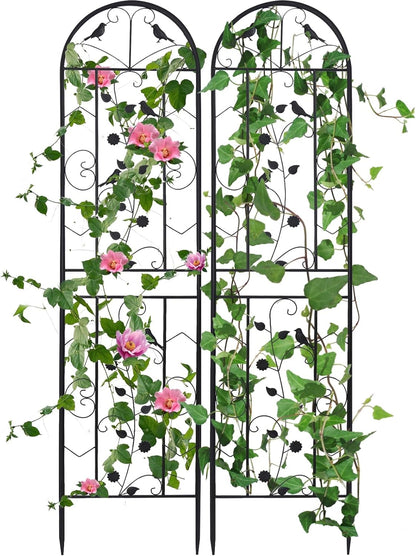 2 Pack 84x19in Garden Trellis Iron Arch for Climbing Plants Outdoor