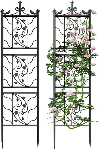 2 Pack 84x19in Garden Trellis Iron Arch for Climbing Plants Outdoor