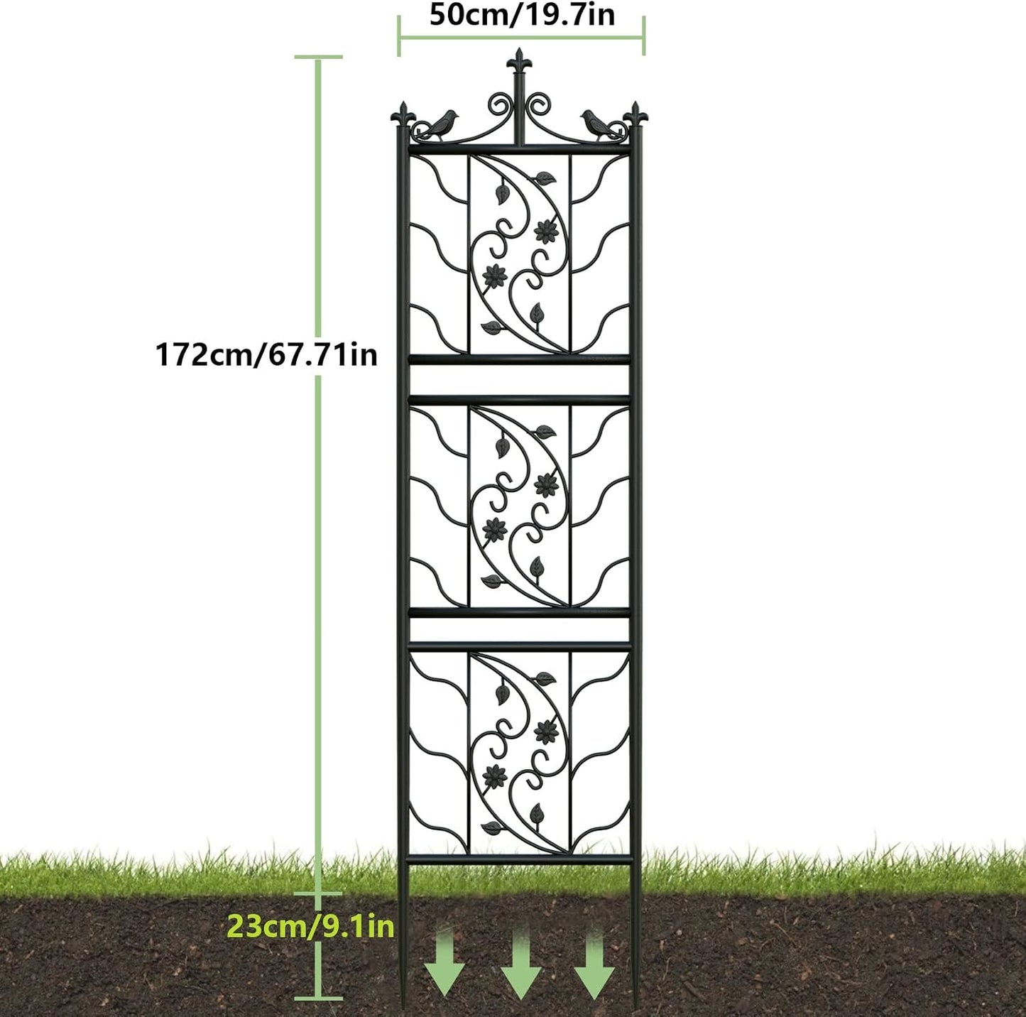 2 Pack 84x19in Garden Trellis Iron Arch for Climbing Plants Outdoor