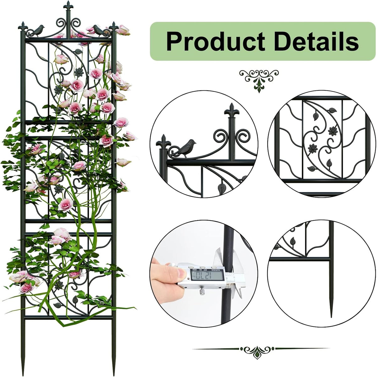 2 Pack 84x19in Garden Trellis Iron Arch for Climbing Plants Outdoor