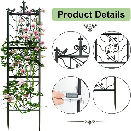 2 Pack 84x19in Garden Trellis Iron Arch for Climbing Plants Outdoor