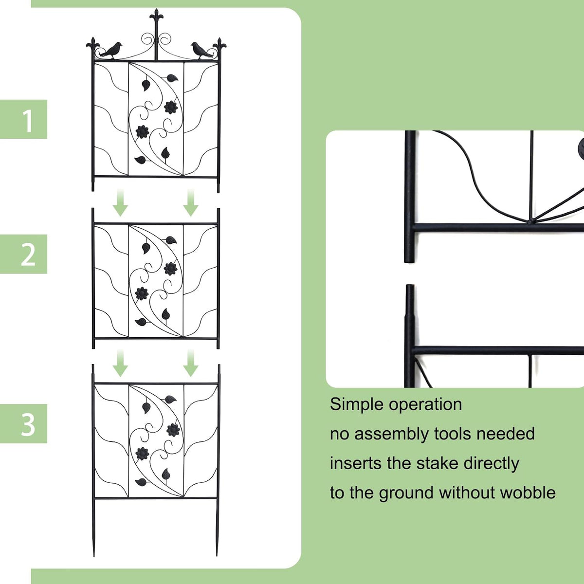 2 Pack 84x19in Garden Trellis Iron Arch for Climbing Plants Outdoor
