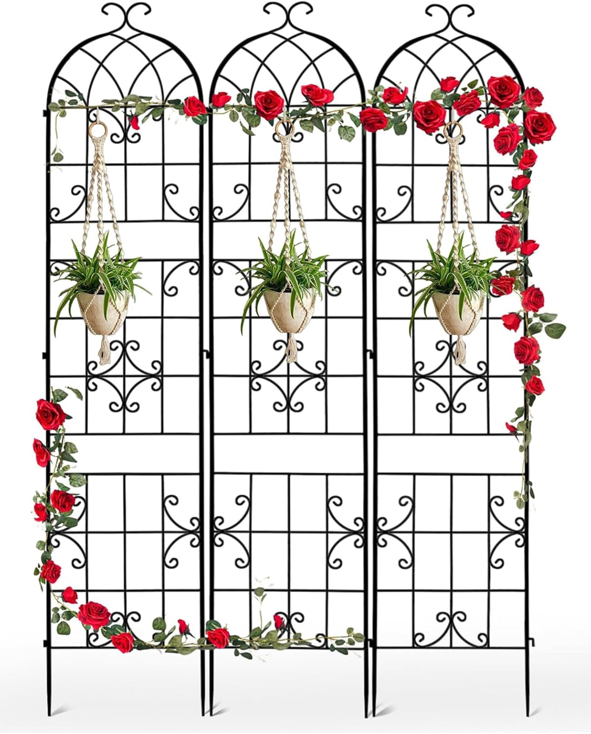 2 Pack 84x19in Garden Trellis Iron Arch for Climbing Plants Outdoor