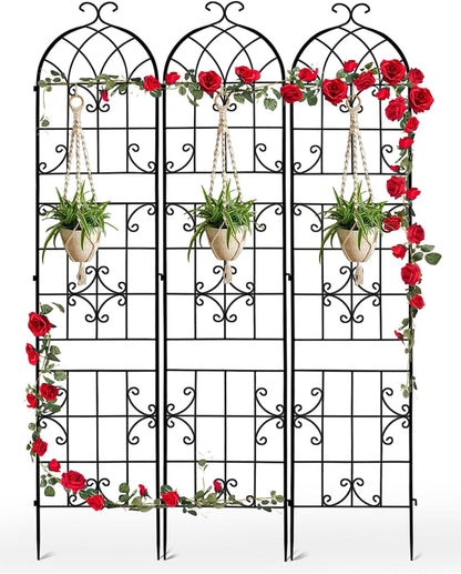2 Pack 84x19in Garden Trellis Iron Arch for Climbing Plants Outdoor