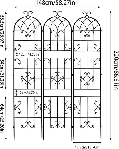 2 Pack 84x19in Garden Trellis Iron Arch for Climbing Plants Outdoor