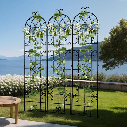 2 Pack 84x19in Garden Trellis Iron Arch for Climbing Plants Outdoor
