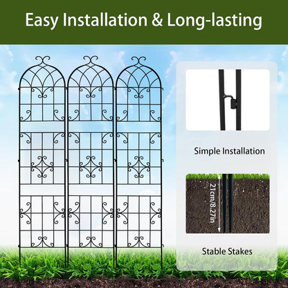 2 Pack 84x19in Garden Trellis Iron Arch for Climbing Plants Outdoor