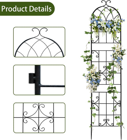 2 Pack 84x19in Garden Trellis Iron Arch for Climbing Plants Outdoor