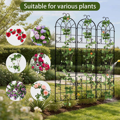 2 Pack 84x19in Garden Trellis Iron Arch for Climbing Plants Outdoor